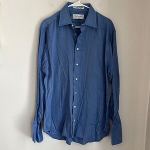 Vintage Men’s Burberry’s Blue button down dress Shirt cotton size 16-34 GUC!